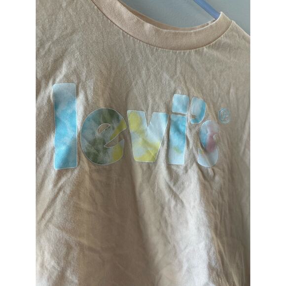 Levi’s Crop Top Meet and Greet Rolled Sleeve Tee Logo Peach Size Large 12-13yrs - Picture 2 of 7